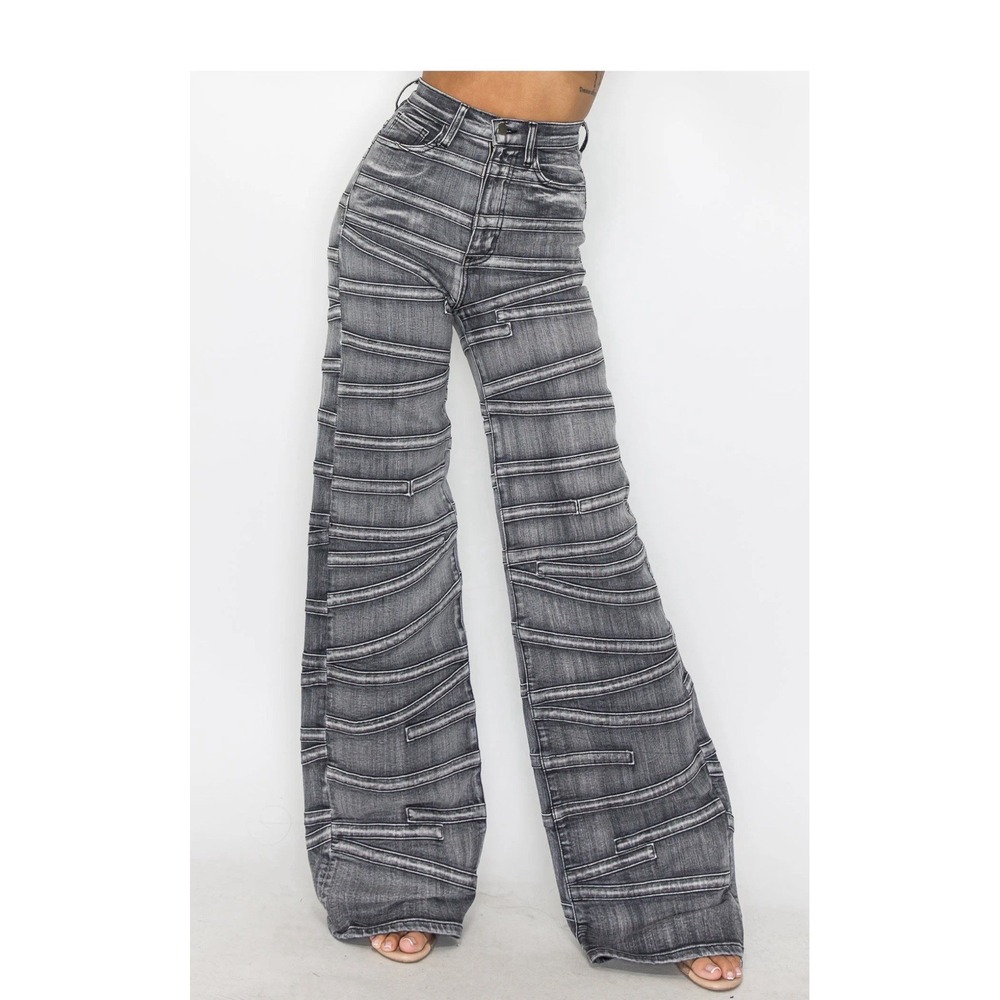 Akira "Illusions Of Straps" Wide Leg Jeans Womens 9 Tall Black Goth